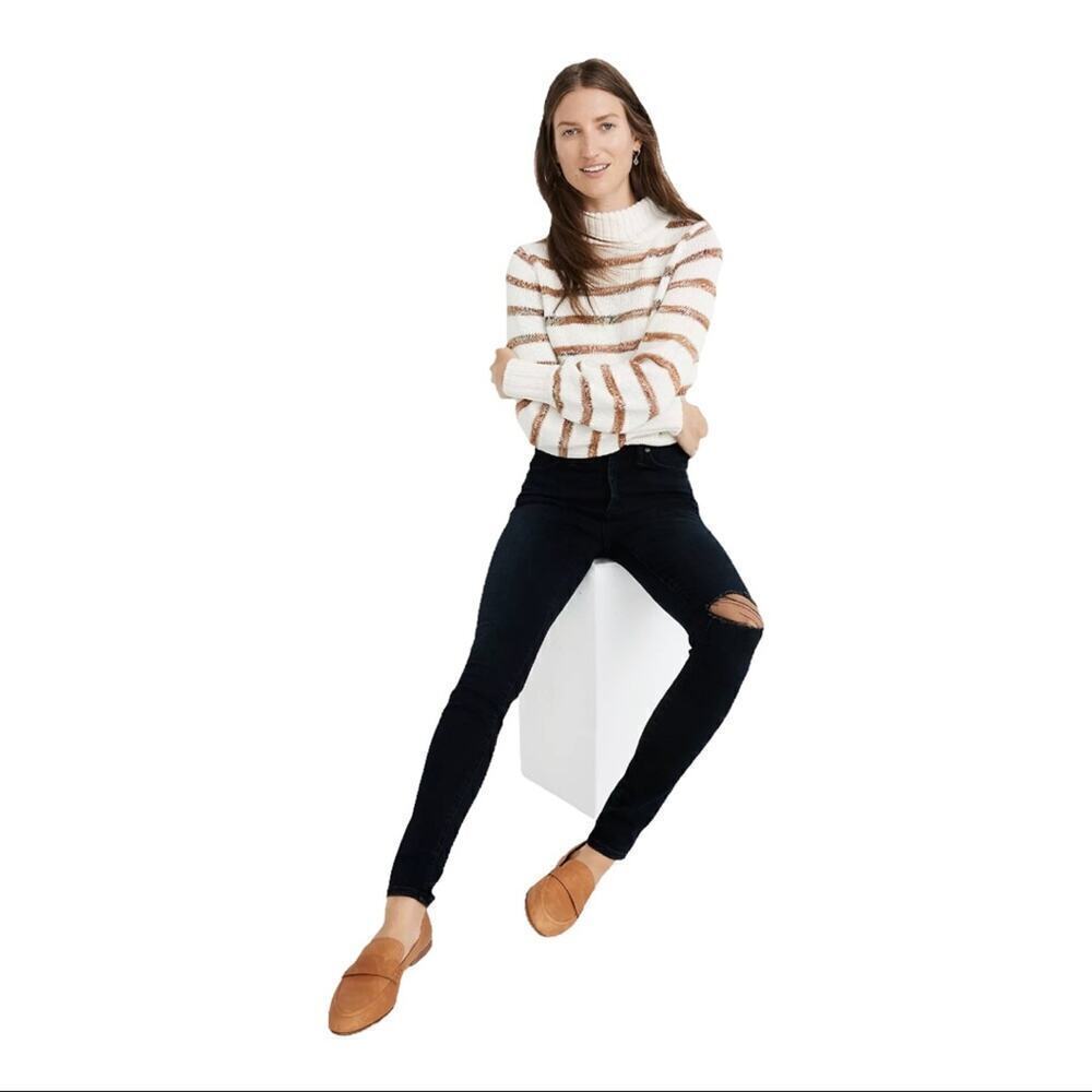 Madewell 10 in High-Rise Skinny Jeans in Macalester Wash: Knee-Rip Edition SZ 25